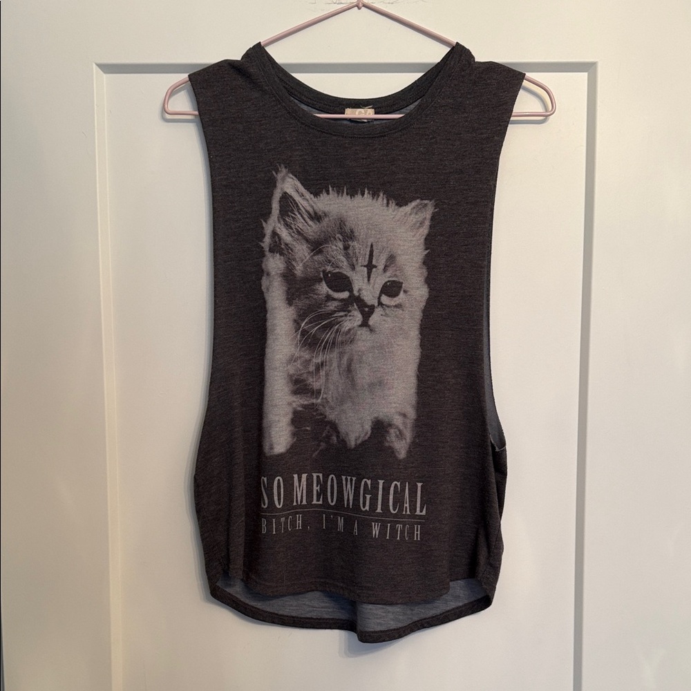 Garage Dark Gray Cat Graphic Tank Top